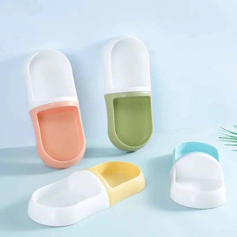 Plastic Cat Bowls Combination Capsule Color Matching Double Bowl Oval Cat Water Bowl Dog Feeding Bowl Kitten Supplies Easy Clean