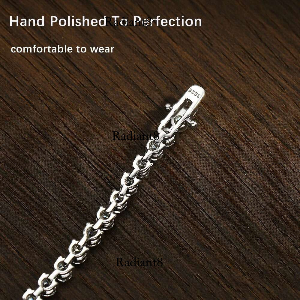 Houtros 3 Prong Full Moissanite Tennis Bracelet for Women Sterg Sier 3mm D VVS1 Dia Hand Chain Jewelry GRA