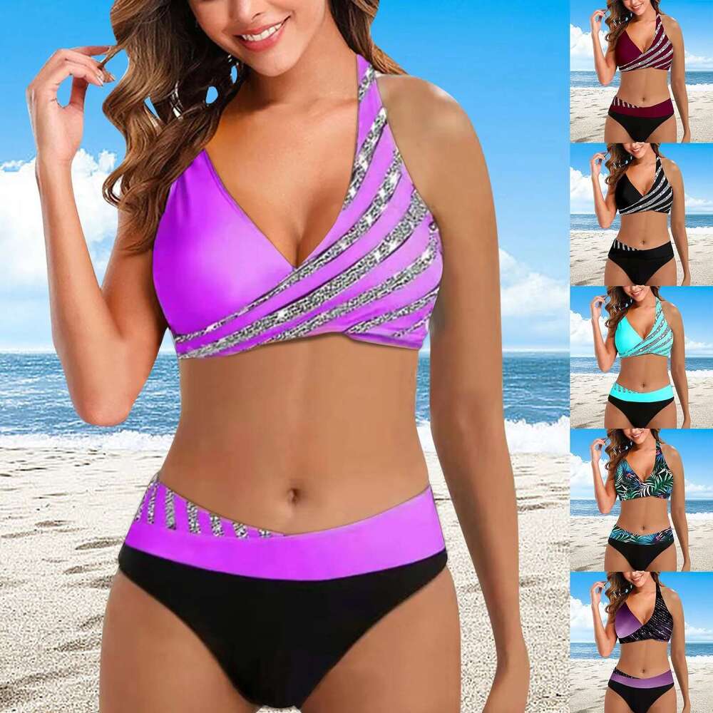 White New Push Up Bikini Micro Striped Swimsuit Women Plus Size Swimwear Sexy Two Piece Set Biquine Brasileiro Bathing Suit Xxxl Km-Ly
