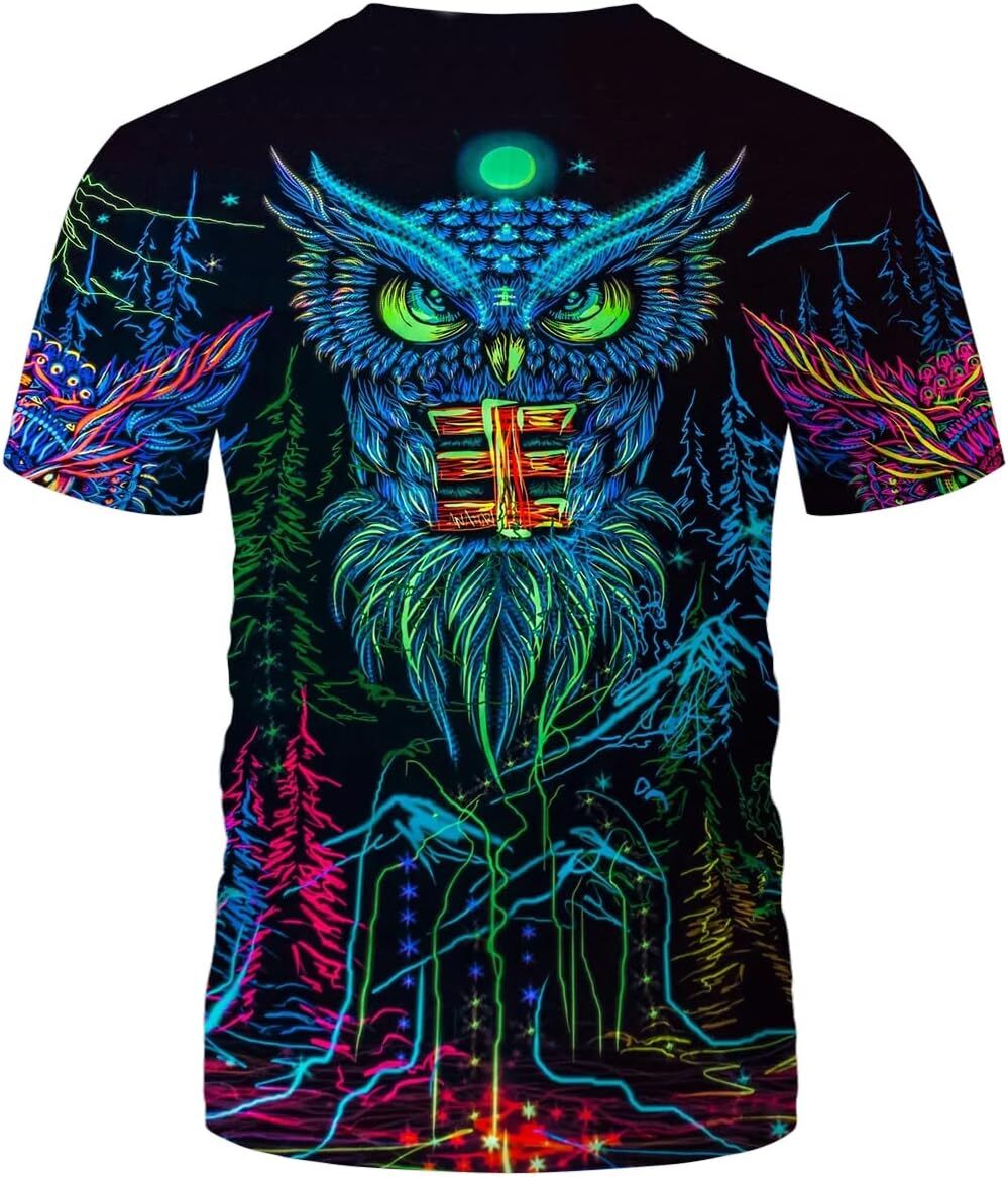 Mens T shirt Men's Novelty Tshirt Shirts Trippy Psychedelic Owl Graphic Fashion T-Shirt tee Casual tops summer clothes