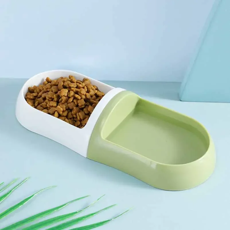 Plastic Cat Bowls Combination Capsule Color Matching Double Bowl Oval Cat Water Bowl Dog Feeding Bowl Kitten Supplies Easy Clean
