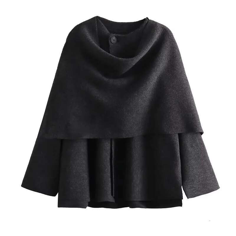 TRAF 2024 Plush Winter Coats Asymmetric Scarf Demi-Season For Women Parkas Long Sleeve Padded Coat Woman Jacket
