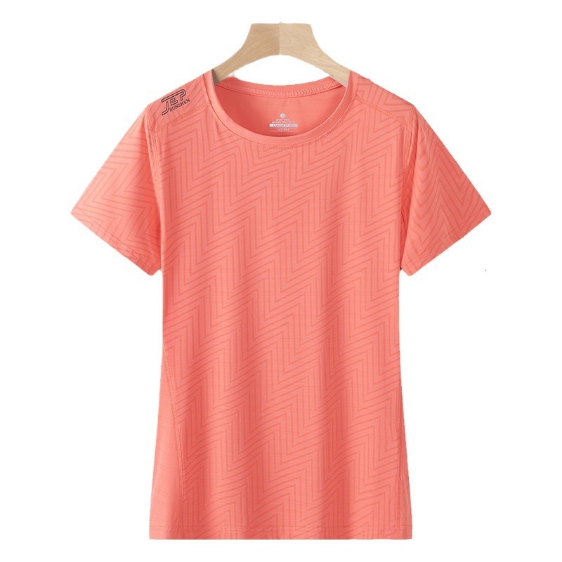 Ice silk quick drying men's spring and summer loose sports short top, fitness running half sleeved elastic breathable T-shirt for women tracksuit