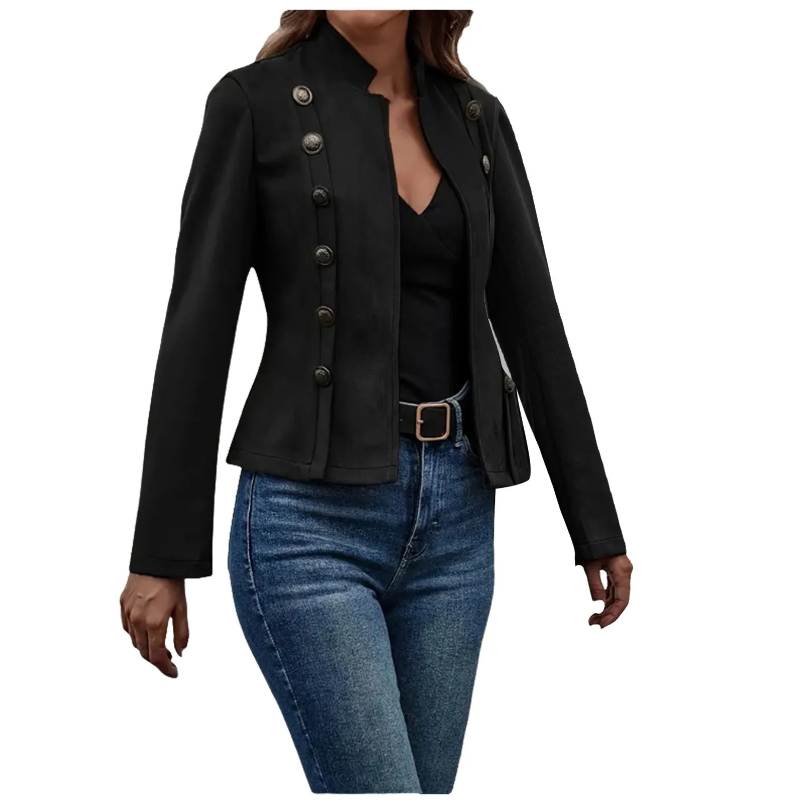 Womens long sleeved jacket for autumnwinter 2024 synthetic suede leather fashion casual business 250226