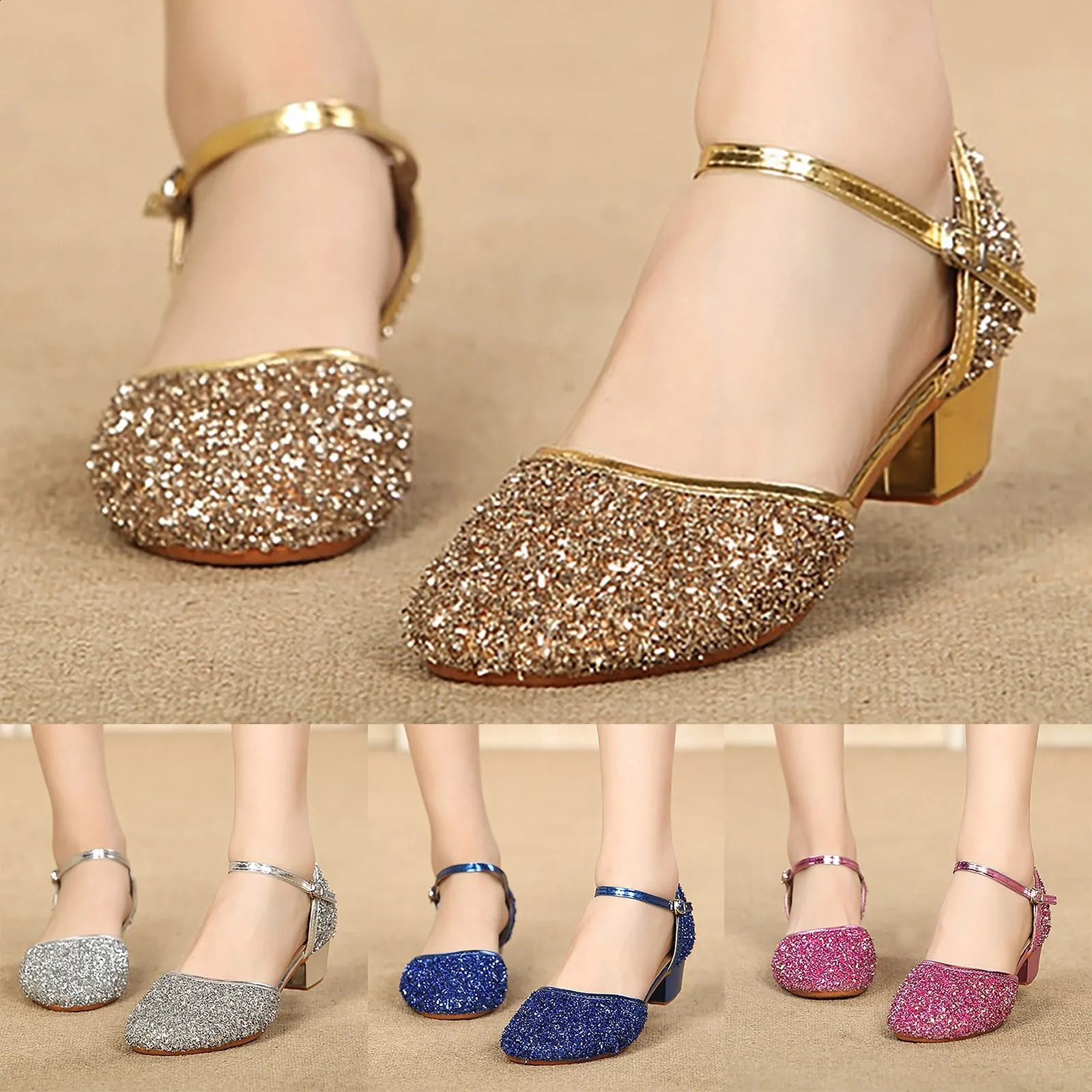 Summer Shoes For Kids Child Toddler High Heels Girls Sandals Childrens Tango Latin Dance Shoes and Girls Party Shoe 26-36 250305