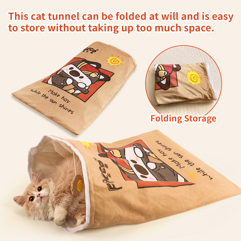 Extra Large Crinkle Cat Sleeping Bag with Hanging Toy - Cozy, Interactive Bed for Cats of All Ages, Perfect for Play