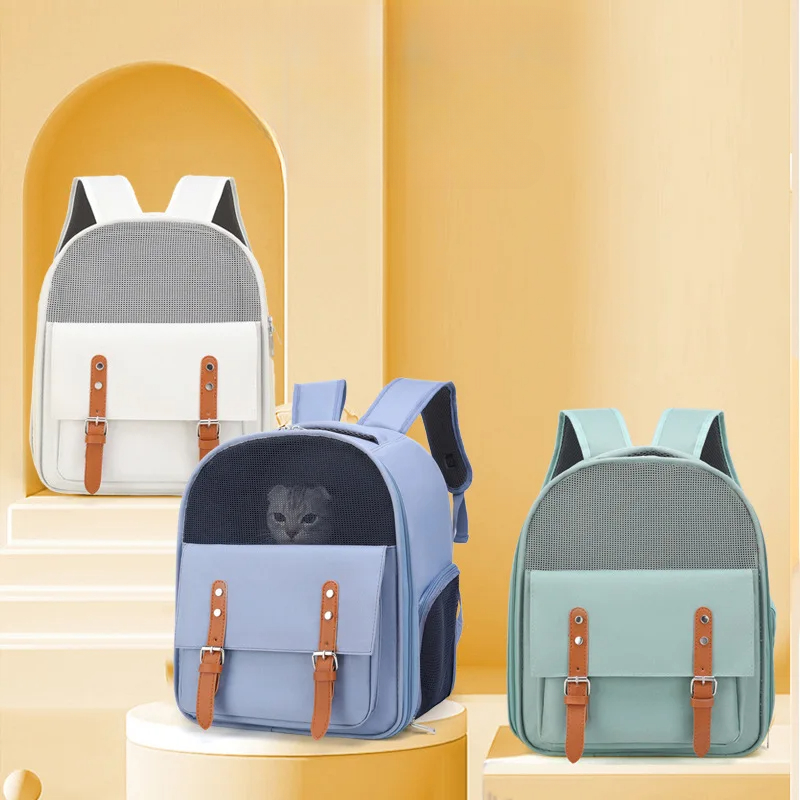 Pet Bag Carriers Portable Breathable Foldable Cat Dog Puppy Bags Outgoing Pets Backpack with Locking Safety Zippers
