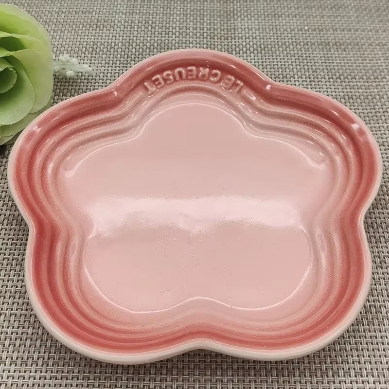 Plum Blossom Small Plate 14cm Sauce Plates French Cool Color Cake Dish Gradual Spit Bone Dishs Tableware Ceramic Dessert
