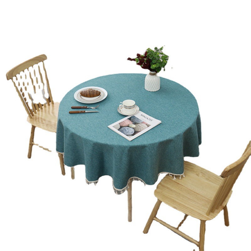 New solid color round table cloth coated waterproof and oil-proof table cloth for home use 52U801