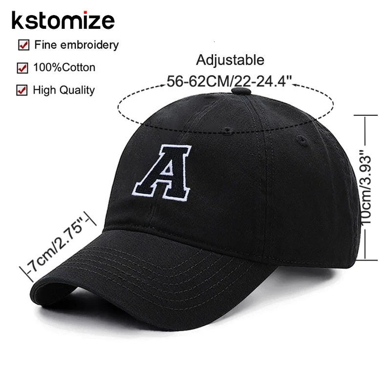 Initial Letter AZ Black Baseball Cap For Men Womne High Quality Soft Cotton Embroider Fashion Team Sport Visors Caps 250228