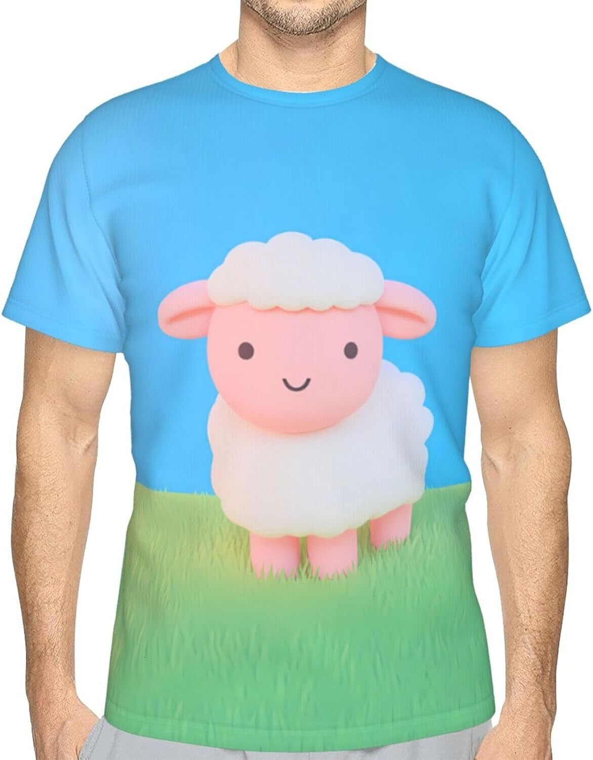 Mens T shirt Cute Animals 3D Printed T-Shirt for Men Cartoon Sheep Graphic Soft Comfort Casual Tee tee Casual tops summer clothes