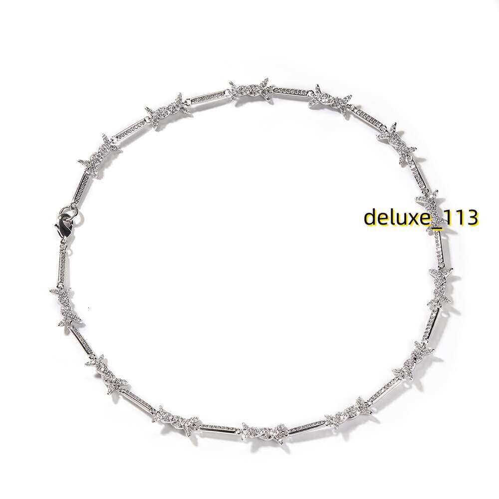 2.6mm Hiphop Fashion New In Thorn Fine Iron Wire Knot Chains Personalized Full Iced Out Cubic Moissanite Prong Set Creative Mens Rapper Necklace Colla