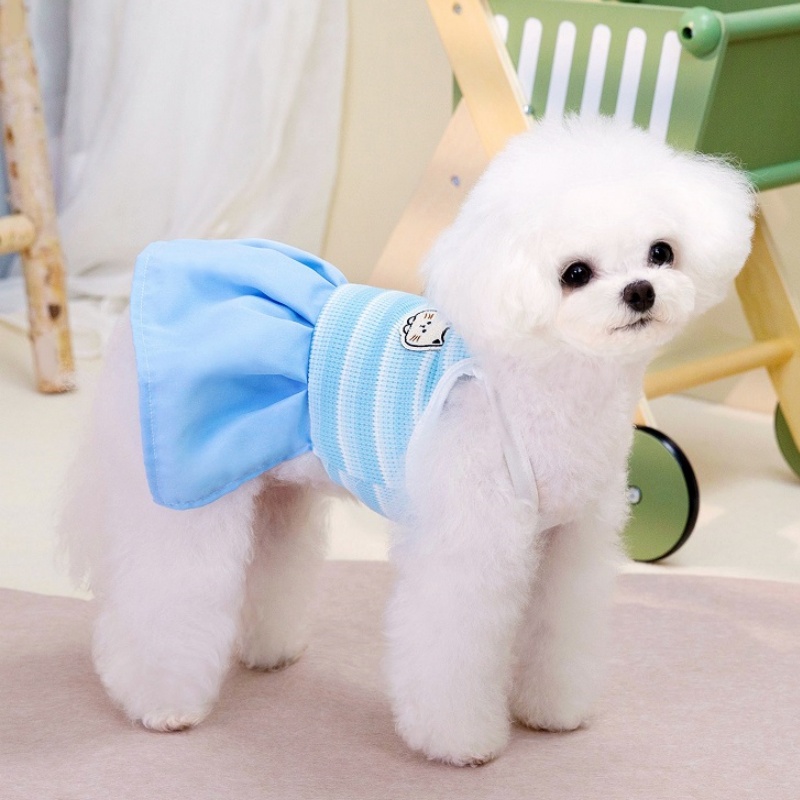 Cute Stirped Dog Dress for Small Medium Dog Fashion Print Puppy Princess Skirt Spring Summer Cat Dress Bichon Frise Pet Apparel