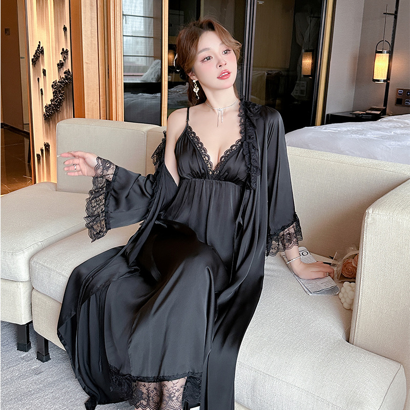Women's Summer Lace Sleepwear Set with Ice Silk Bust Pad - Lightweight Two-Piece Pajama