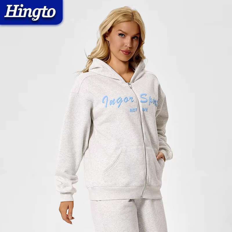 Wholesale Cotton 50% Polyester Winter Women Zipper Hoodie 330 Gsm Zip Up Plus Size Women's Hoodies And Sweatshirts
