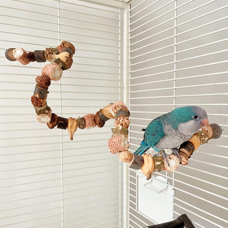Parrot Toys Natural Log Blocks Bird Chewing Strings Cockatoo Toys Cockatiel Foraging Toys Climbing Ladders Parrot Shredding Toys