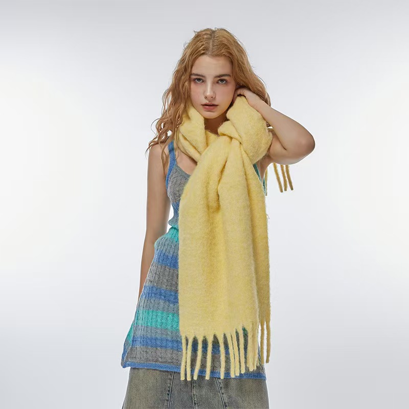 K046 Homemade 18-color wool blended quilted scarf for women winter solid color all-match cold-proof shawl student scarf