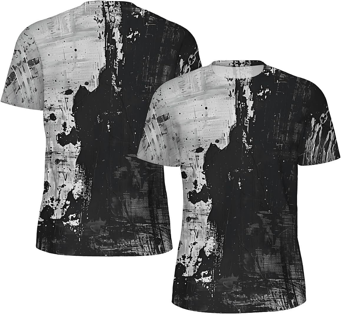 Mens T shirt Men's Novelty T-Shirts Graphic 3D Print Summer Short Sleeve T-Shirt Vintage Abstract Black White tee Casual tops summer clothes cool