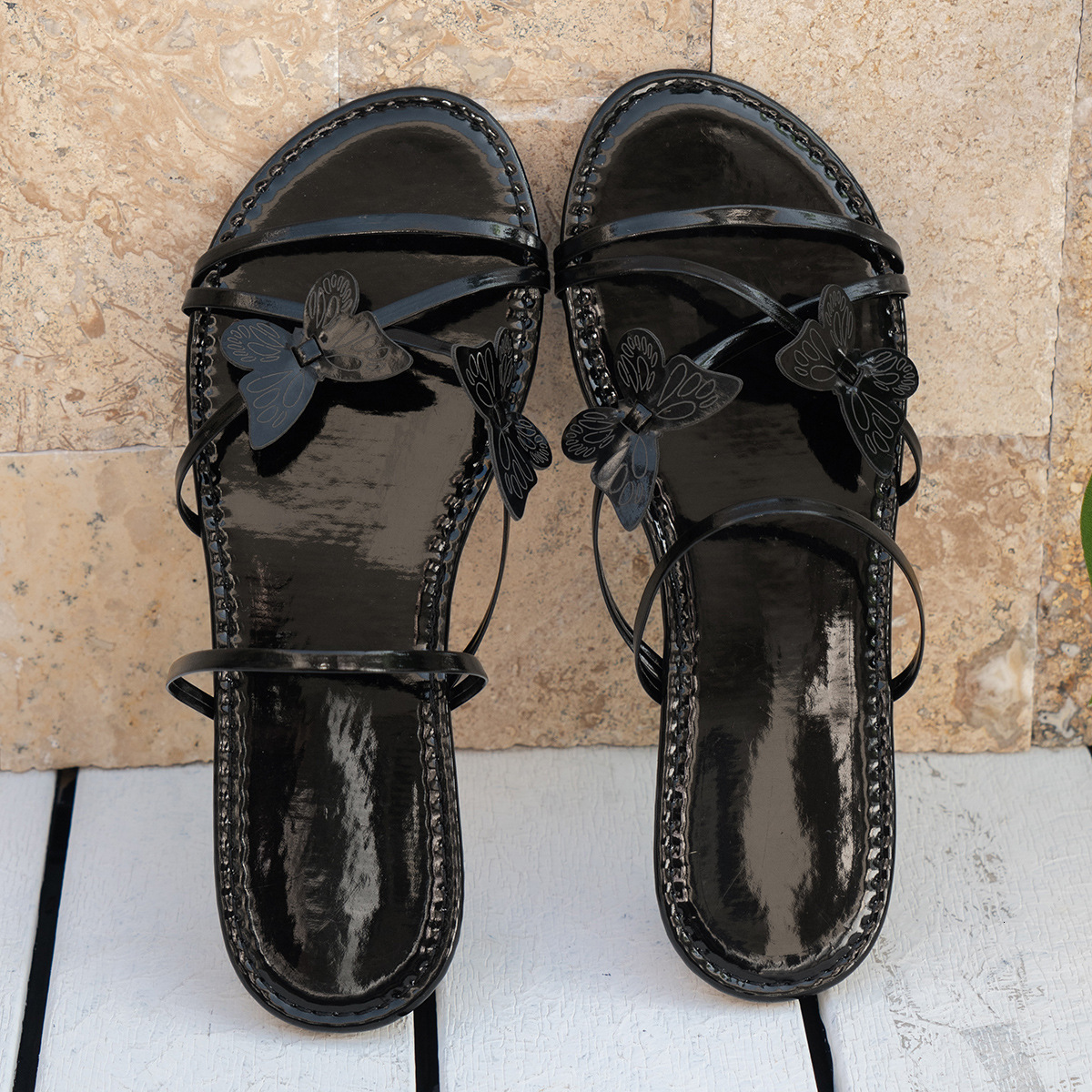 Women's casual 2025 plus size sandals new spring/summer flat top bow ddmykukumalu