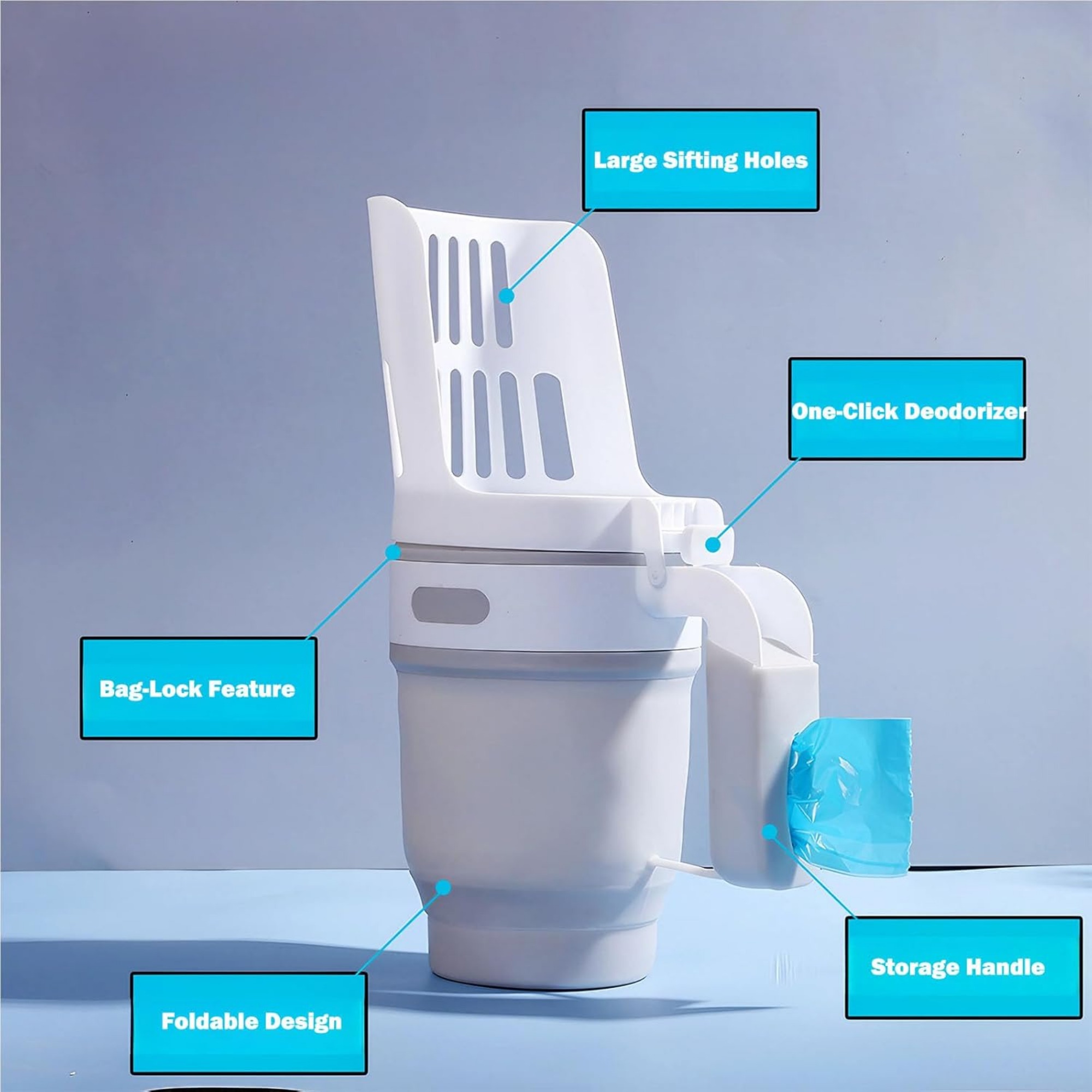 Cat Litter Shovel Scoop with Refill Bag For Pet Filter Clean Toilet Garbage Picker Cat Supplies Cat Litter Box Self Cleaning