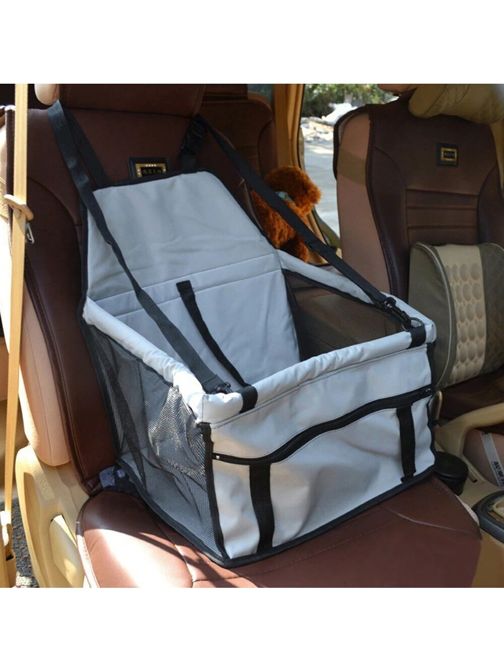 1pc Oxford Cloth Car Pet Dog Basket For Car Front Seat, Waterproof, Scratch-Resistant And Wear-Resistant, With Clip