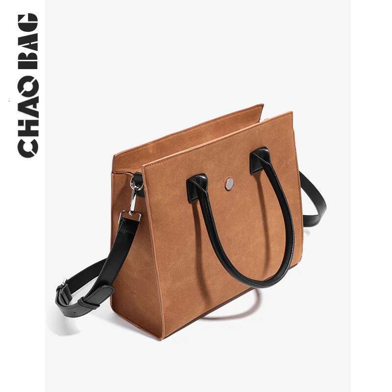 Original Niche Retro Men's Frosted Suede Caramel Brown Tote High Touch Crossbody Bag