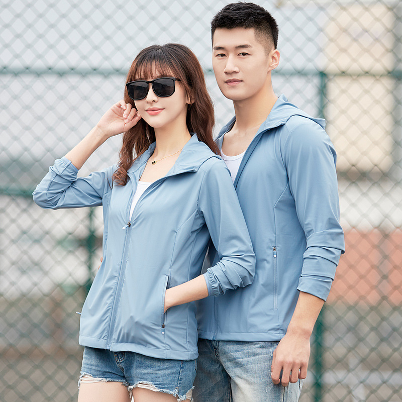 tracksuit Outdoor skin men's women's sun protection clothing, UV resistant UPF50+sports and fitness brocade ammonia ice silk elastic windbre