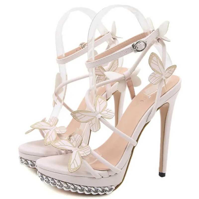 Sexy Stiletto Womens Sandals Narrow Band Butterfly 14cm Super High Heels Sandals Ladies Heels Shoes Summer High QualityXJ2500305