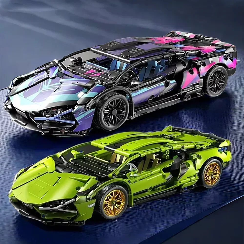 Technical Super Racing Model Bricks Racing Car 1280PCS Model Building Blocks City Mechanical Speed Vehicle Kid Adult Boys Gifts
