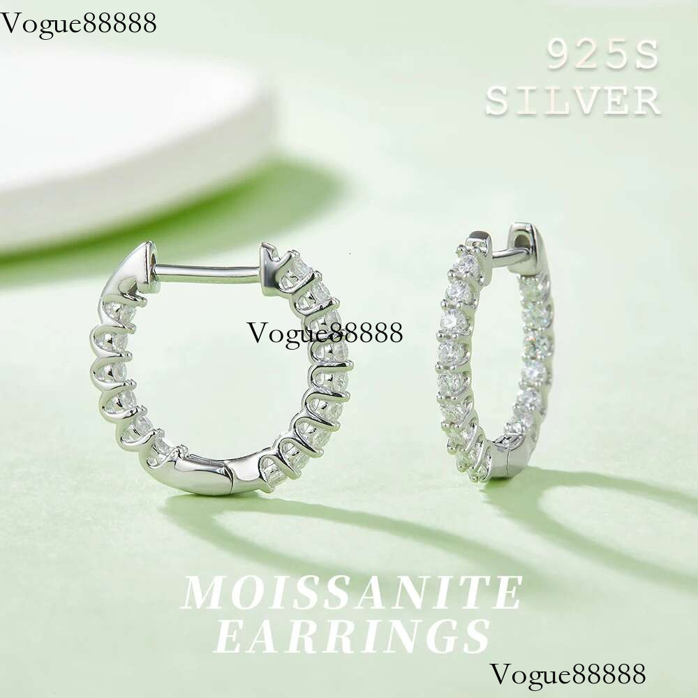 Sterg Sier Full Moissanite Dia Small Hoop Earrings Fashion for Women Wedding Jewelry Accessories