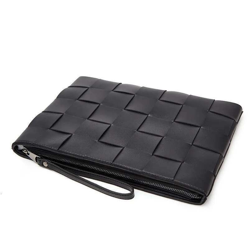 New Men Clutch Bag Microfiber Leather Women Woven Fashion Brand Simple Envelope Wallet Designer Large Capacity Zipper Purse