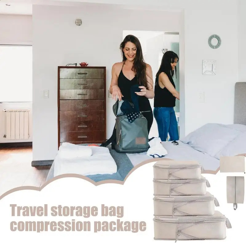 Ship from US Compression Bags For Travel 6 Pcs Organizer Suitcase Set Packing Cubes DoubleStitched 250305FBB
