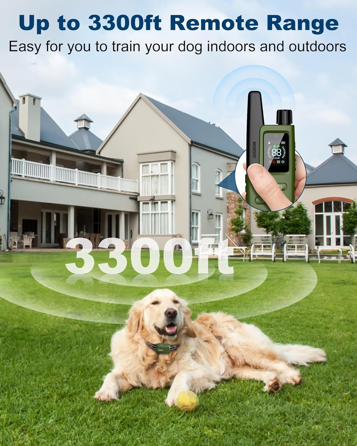 jugbow advanced dog training collar 4 modes 3300ft range ipx7 waterproof for all breeds 10 120 lbs