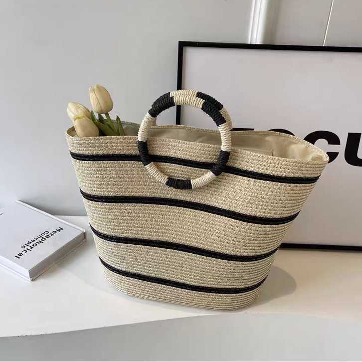 Woven Bag, Circular Handbag, Fashionable Beach Bag, Large Capacity Grass Woven Bag, Women's Tote Bag 250315