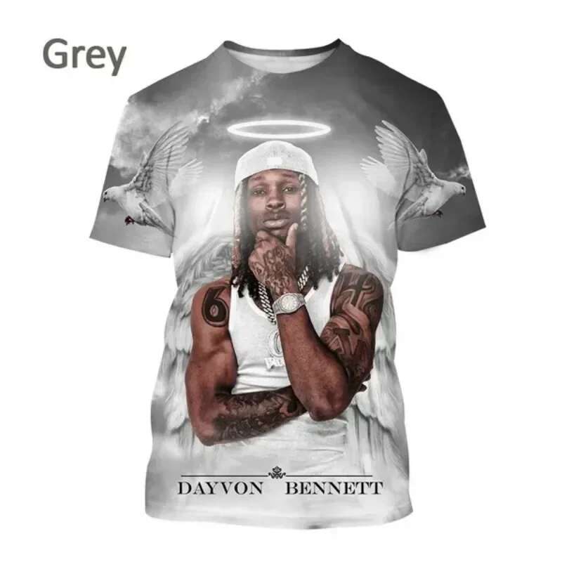 Men's round neck short sleeved T-shirt, casual streetwear, Harajuku style, 3D printed rare King Von