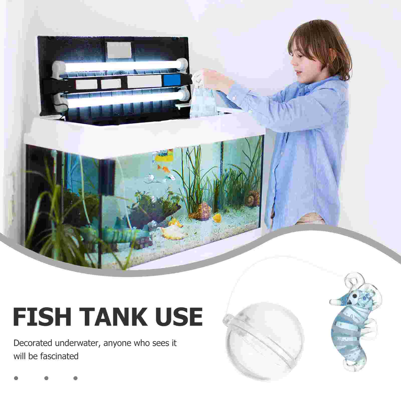 Fish Tank Decoration Decorative Sea Horse Aquarium Cartoon Hanging Ornament Fake Glass