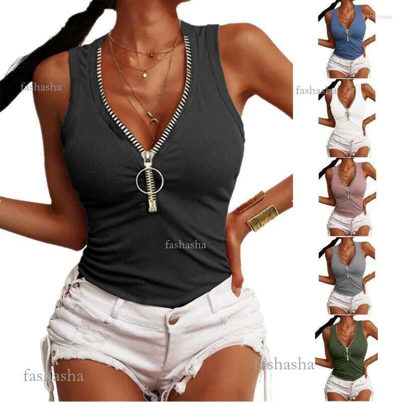 T-Shirt Thread Womens Zip Slim Tank Top Harajuku Kawaii Clothes Women Clotheswomens P