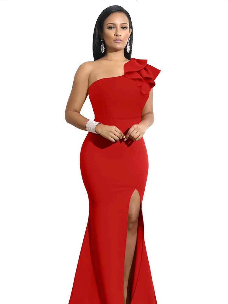 Summer One Shoulder Split Sexy Dress Sleeveless Sloping Shoulders Dresses 250304