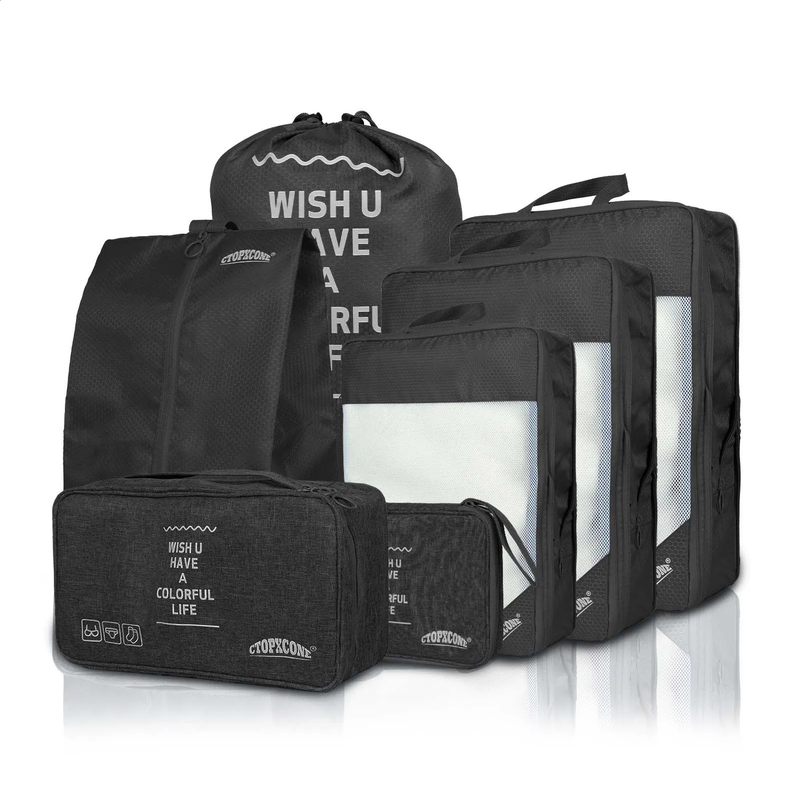 Ship from US 7 Set Compression Packing Cubes for Suitcases Travel Luggage Organizers with Organizer Bag 250305FBB