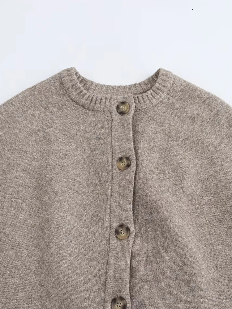 womens clothing European and American style fashion all-match cape round neck knitted jacket 250304