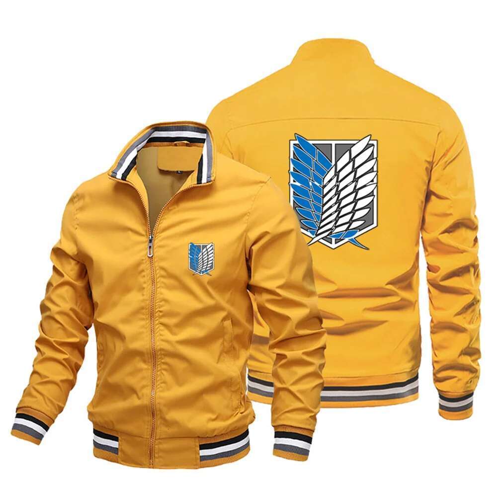 Men's Baseball Jacket, Japanese Manga Print, Attack on Titan, Y2k Street, Harajuku Style, Motorcycle, 20224, S-4XL
