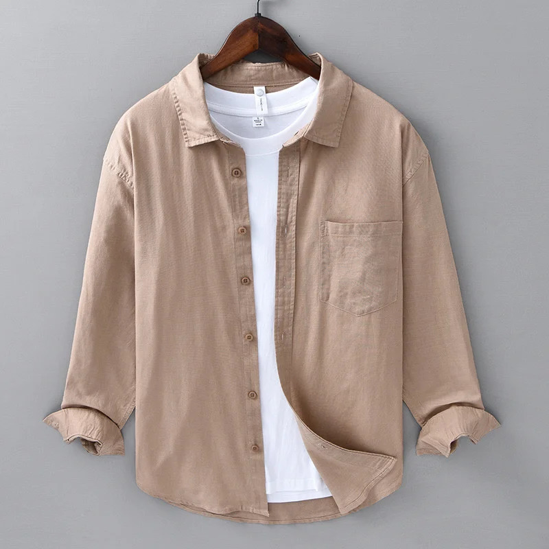11 color mens linen long sleeved business casual shirt for outdoor shopping loose fit plus size XS6XL 250227Z