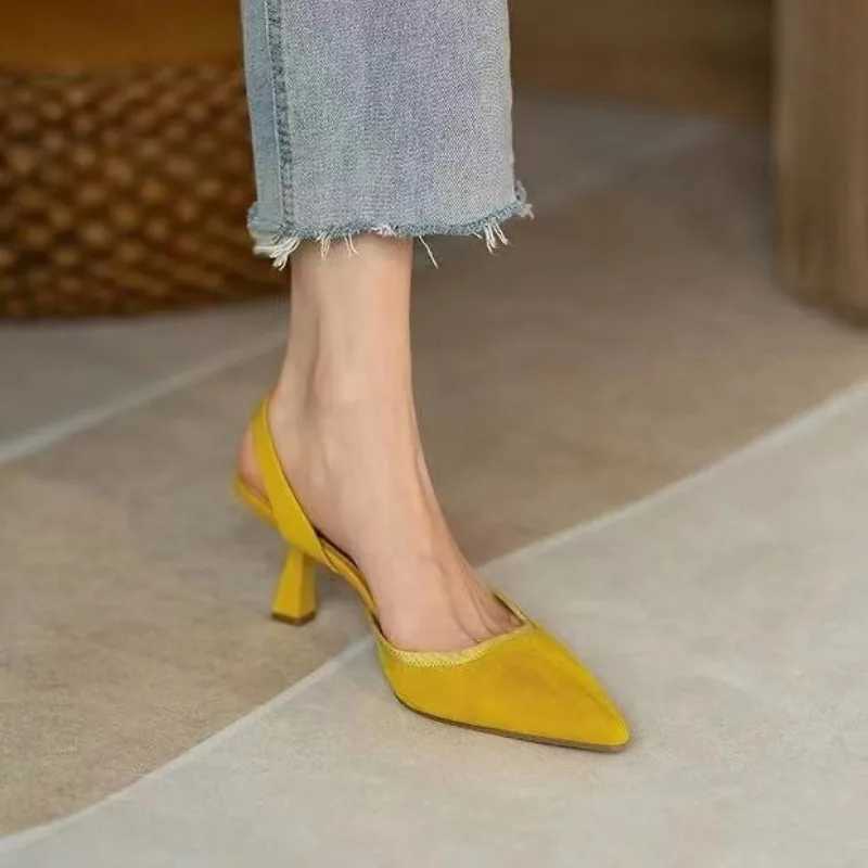 Sexy Pointed Toe Sandals Fem Fairy Style Summer 2024 New All-mah Thin Heel Slingback Temperament Wen Shoes High Heel Y250304