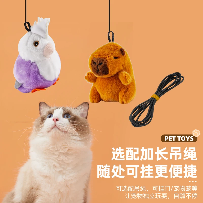 Interactive Cat Toys, Rechargeable Chirping Flapping Bird(no Flying) with Catnip for Indoor Cats, Touch Activated Plush Toys