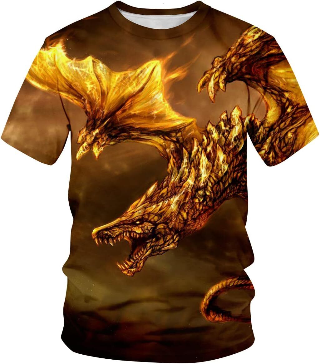 Mens T shirt Cool Graphic T-Shirts 3D Print Dragon Novelty Fashion Tshirt for Mens tee Casual tops summer clothes animal print
