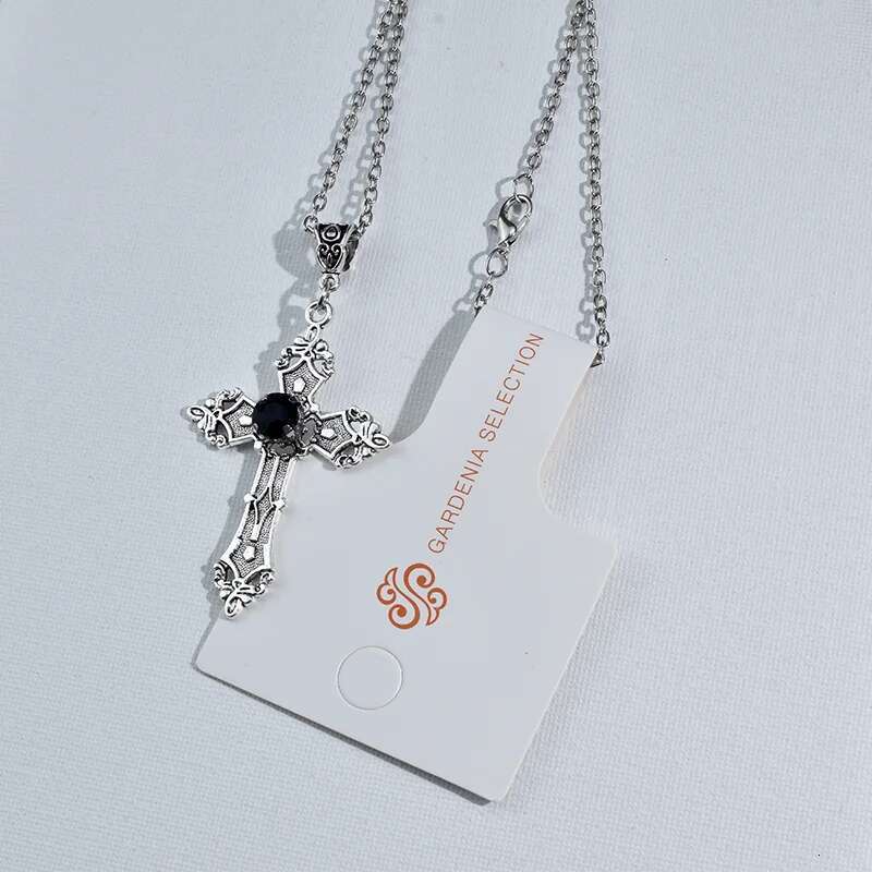 Cross necklace Gothic style zircon inlaid pendant