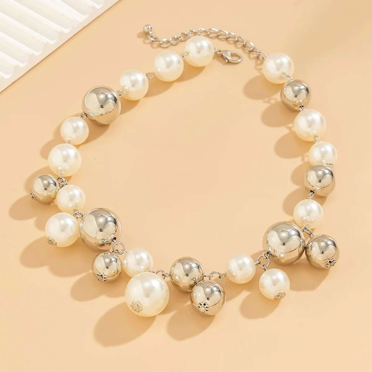 Lacteo 2024 Trendy Imitation Pearl CCB Beaded Necklace for Women Chunky Neck Chain Jewelry New Collar Party Wedding Gifts