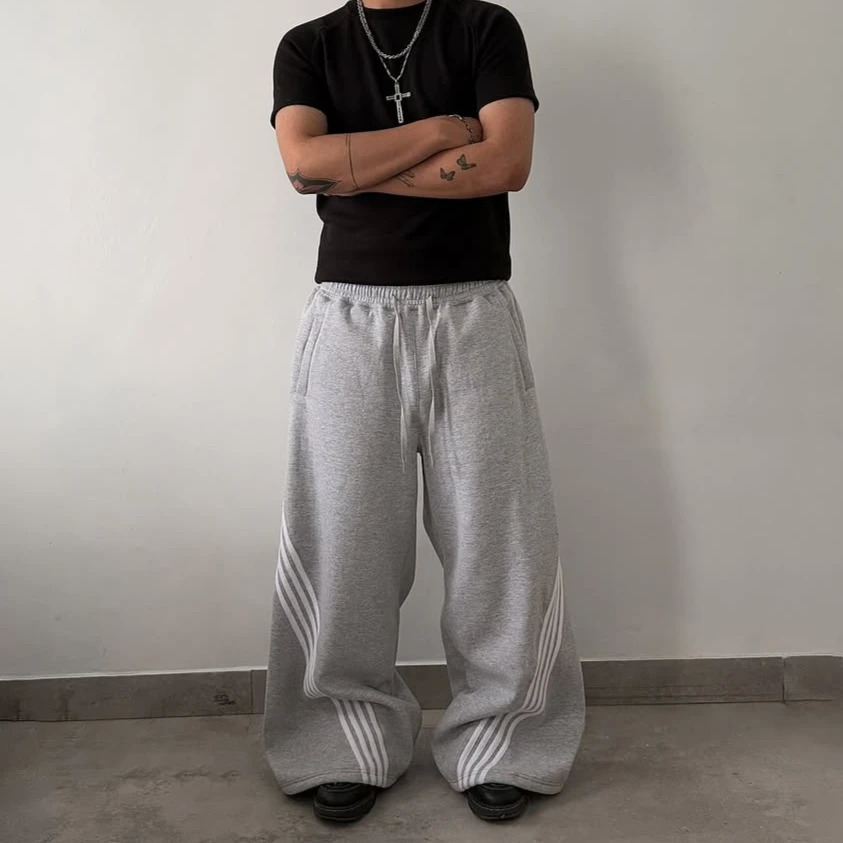 Mens Jogging Sweatpants Striped Casual Retro Fashion Loose Sweatpants Hip-hop Harajuku Street Clothing Y2k Wide-leg Pants Women 250304