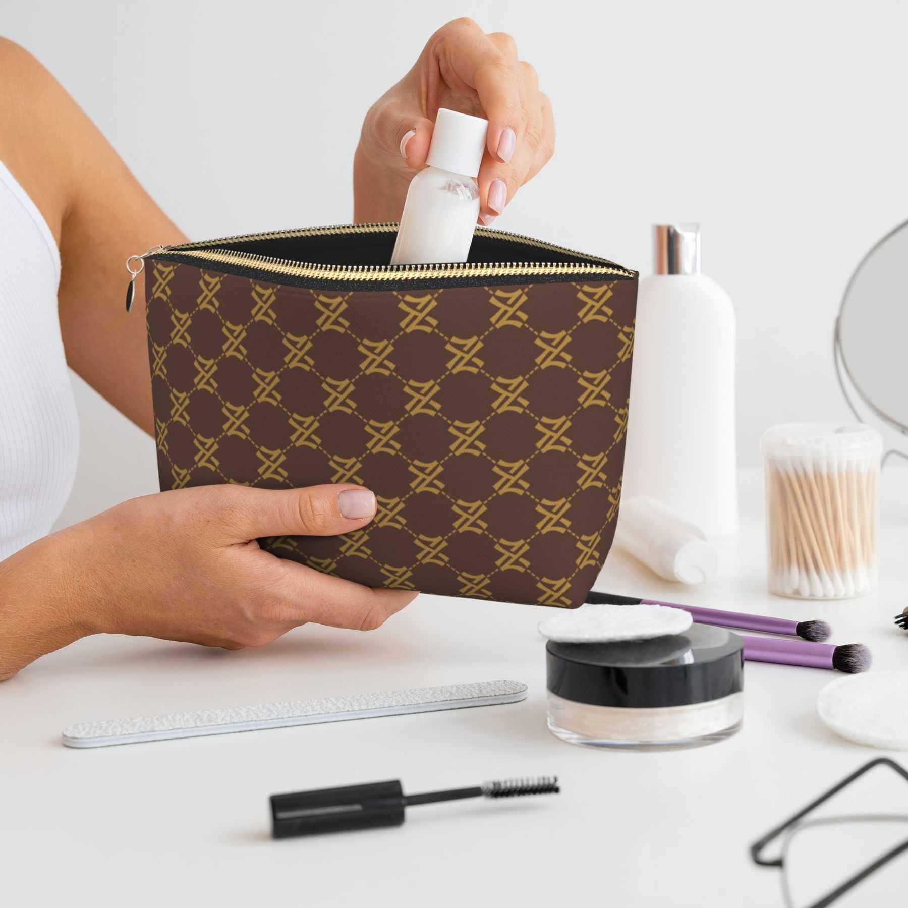 NXY Designer Bag Zipper Cosmetic Bags Luxury Bag Leather Women Brown Makeup Bag Toiletry Cosmetics Pouch Fashion Woman Travel Make Up
