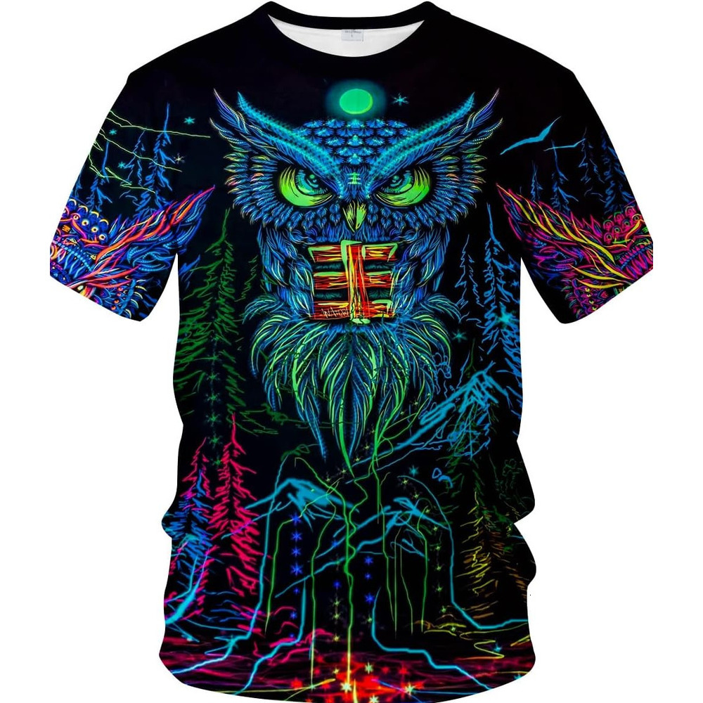 Mens T shirt Men's Novelty Tshirt Shirts Trippy Psychedelic Owl Graphic Fashion T-Shirt tee Casual tops summer clothes